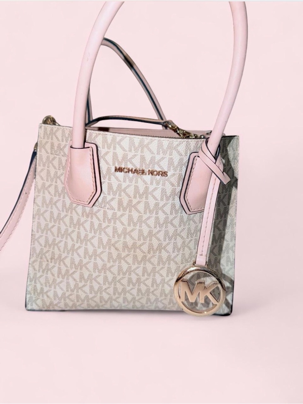 Michael Kors Pink And Vanilla Signature Satchel
